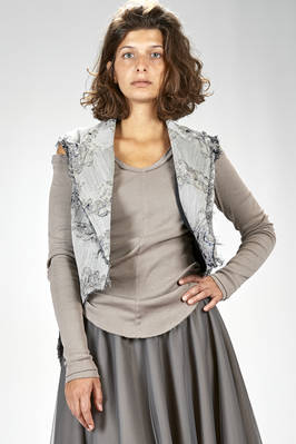 ‘haute couture’ gilet in wool, polyester and silk jacquard with floral print slightly shinny  - 163