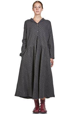 wide longuette dress in virgin wool tartan  - 370