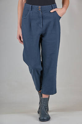 relaxed trousers in jeans-like washed cotton, hemp and elastane  - 378