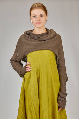 short wide asymmetrical sweater in elastic linen, cotton and silk net  - 163