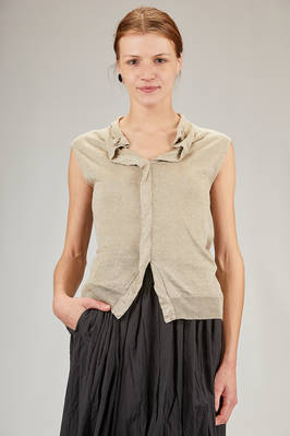 relaxed hip-length sweater in melange linen fabric  - 161