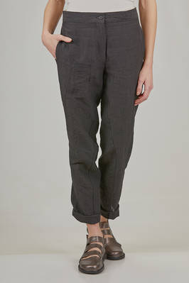 slim fit trousers in washed textured linen  - 161