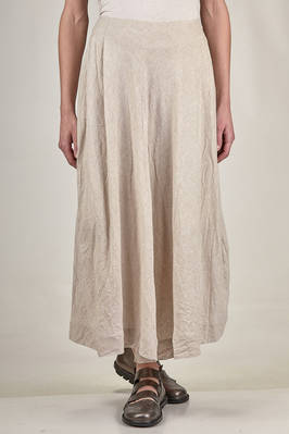 wide long skirt in washed flamed linen  - 161