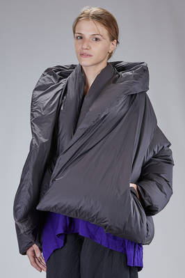 wide hip-length down jacket in matte nylon taffeta  - 195
