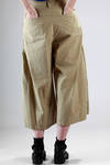 pantalone ampio in tela di cotone con banda laterale a fettuccia in contrasto di colore - ZUCCA 
