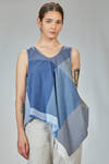 long and asymmetrical top in light washed cotton canvas - FORME D' EXPRESSION 