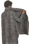 long and wide waistcoat in long-haired mouflon of virgin wool, mohair, viscose and melange polyamide - FORME D' EXPRESSION 