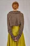 short wide asymmetrical sweater in elastic linen, cotton and silk net - MARC LE BIHAN 