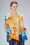 wide hip-length caban in printed silk twill - F-CASHMERE by FISSORE 
