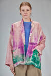 giacca lunga e ampia in tela fiammata di lino stampato - F-CASHMERE by FISSORE 