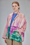 wide long jacket in flamed printed linen canvas - F-CASHMERE by FISSORE 