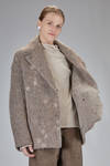 wide knee-length caban coat in double-knit fabric of wool, mohair, polyamide, yak, and elastane - BOBOUTIC 
