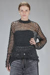 long and straight sweater in checkered wool and mohair mesh knit - JUNYA WATANABE 
