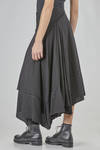 midi, wide, and asymmetric skirt in pleated wool, acetate, and viscose gauze - MARC LE BIHAN 