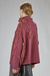 wide hip-length sweater in linx knit of wool and cashmere with silk roses - LUSSI 