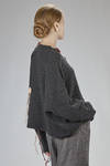 soft hip-length sweater in extra-fine merino wool and polyamide knit with silk hand-sewn roses - LUSSI 
