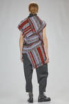 tunica asimmetrica, lunga e asciutta, in maglia jacquard di lana, mohair, nylon e acrilico multicolor - NOIR KEI NINOMIYA 