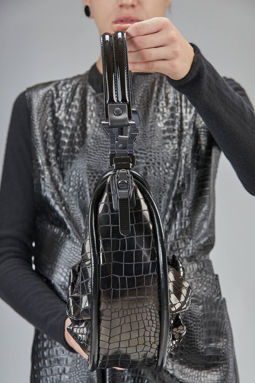 JUNYA WATANABE Medium Wedge Bag In Polyester And Polyurethane Snake Leather Like Ivo Milan