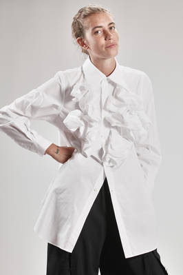 COMME DES GARÇONS - Long And White Shirt In Poplin Cotton With Stylized ...