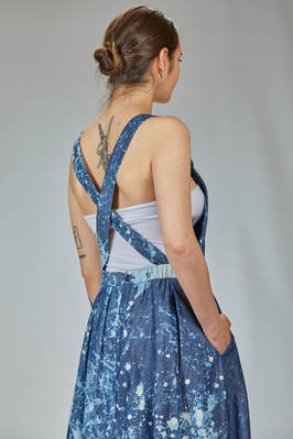 FORME D' EXPRESSION - Dungaree Dress, Below The Knee In Cotton Canvas With  sea Wave Effect Color Spots :: Ivo Milan
