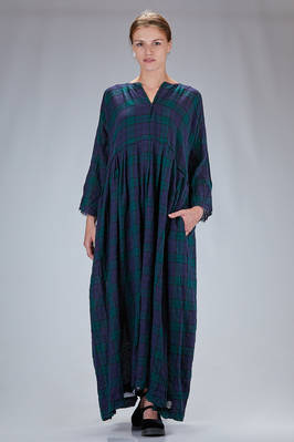 long dress made of washed wool tartan gauze  - 195