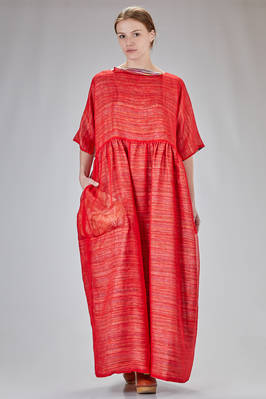 long and wide dress in linen gauze and silk twill with thin multicolor stripes  - 195