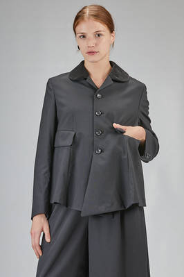 hip-lenght jacket, flared, in wool gabardine and smooth cotton velvet  - 157