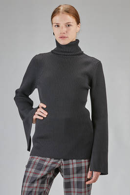 turtleneck sweater in ribbed wool, nylon and polyester jersey  - 74