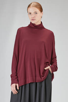 long and wide sweater in merino wool plain knit  - 384