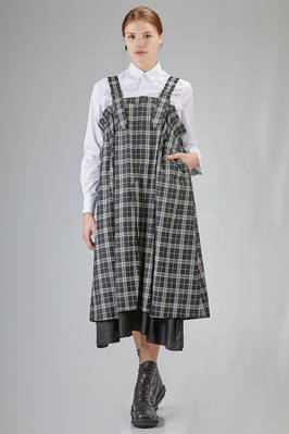 long and wide dungarees dress in wool tartan  - 381