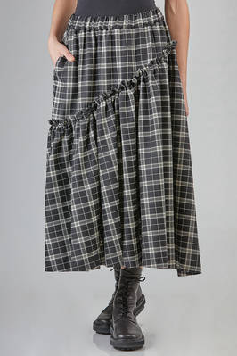 longuette skirt, wide, in wool tartan  - 381