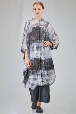 long and wide shirt in light washed and hand dyed linen organza  - 363