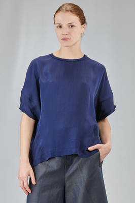 hip-lenght t-shirt, wide, in washed viscose and cupro canvas  - 406