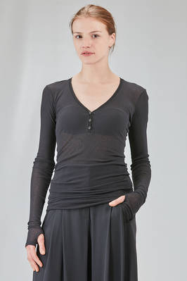 long and lean basic t-shirt in mini-rib cotton and modal jersey  - 407