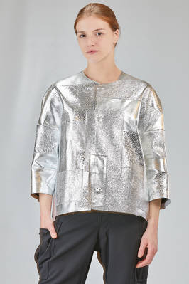 hip-lenght 'sculpture' patchwork jacket in metallic leather  - 74