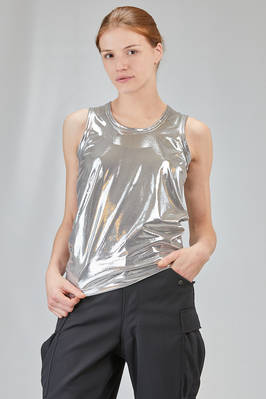 basic tank top, hip-lenght, in metallic polyester and polyurethane jersey  - 74