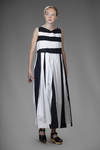 long and wide dress with linen and cotton inlays with two-tone alternating stripes - DANIELA GREGIS 