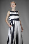 long and wide dress with linen and cotton inlays with two-tone alternating stripes - DANIELA GREGIS 