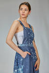 dungaree dress, below the knee in cotton canvas with 