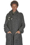 long and wide coat in melange knit of virgin wool and polyamide - FORME D' EXPRESSION 