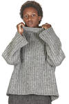 hip length sweater, wide, in ribbed knit of cotton, alpaca and wool - FORME D' EXPRESSION 