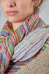 scialle a grande quadrato in tela di lino a righe multicolor - DANIELA GREGIS 