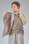 scialle a grande quadrato in tela di lino a righe multicolor - DANIELA GREGIS 