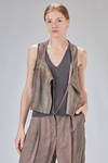 hip-lenght vest in cold tinted printed viscose and cotton twill - ZIGGY CHEN 