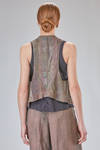 hip-lenght vest in cold tinted printed viscose and cotton twill - ZIGGY CHEN 