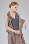 hip-lenght vest in cold tinted printed viscose and cotton twill - ZIGGY CHEN 