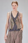 hip-lenght vest in cold tinted printed viscose and cotton twill - ZIGGY CHEN 