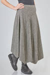 longuette skirt, asymmetric, in virgin wool and linen prince of Wales - MARC LE BIHAN 