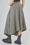 longuette skirt, asymmetric, in virgin wool and linen prince of Wales - MARC LE BIHAN 