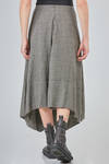 longuette skirt, asymmetric, in virgin wool and linen prince of Wales - MARC LE BIHAN 